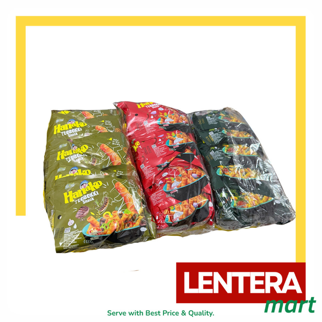 

Hanako Teobboki Snack Cemilan Rasa Barbeque/Spicy Chili/Seaweed 1 Pack isi 10 pcs x 13gr LenteraMart