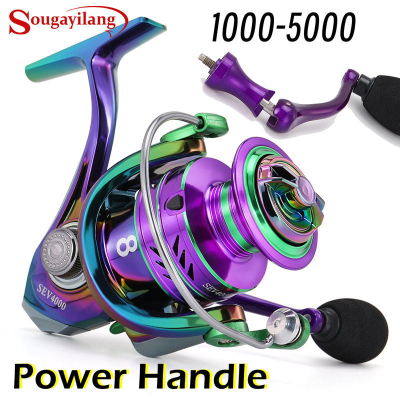 Sougayilang Power Handle Reel Pancing Full Metal 1000-5000 5.2:1 Max 10KG Aluminium Reel Rill