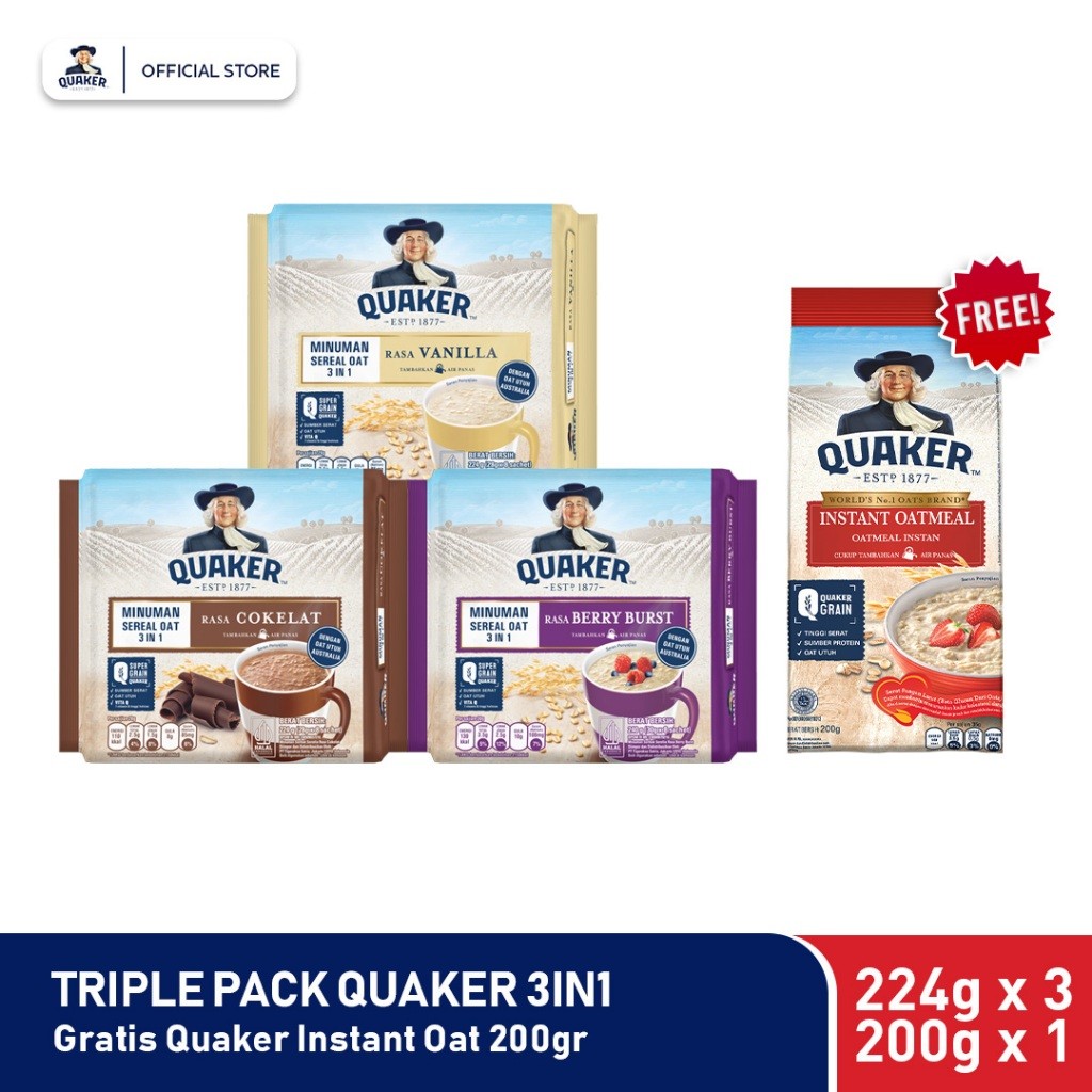 

Quaker 3in1 Aneka Rasa Free Quaker Instan 200G