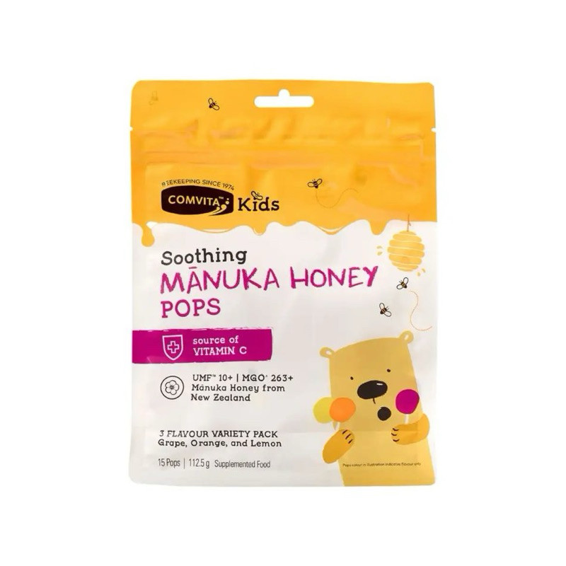 

Comvita Kids Soothing Pops (15 Pops) with UMF 10+ Manuka Honey Permen Madu Asli 100% Alami Original New Zealand