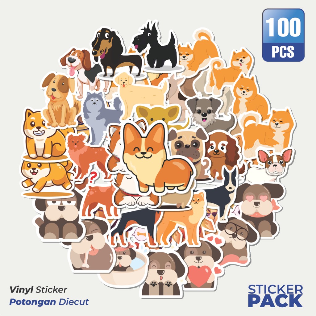 

Terbaru! 50 pcs Sticker Hewan Anjing Dekorasi Lucu Kreatif untuk Notebook, Skateboard, HP