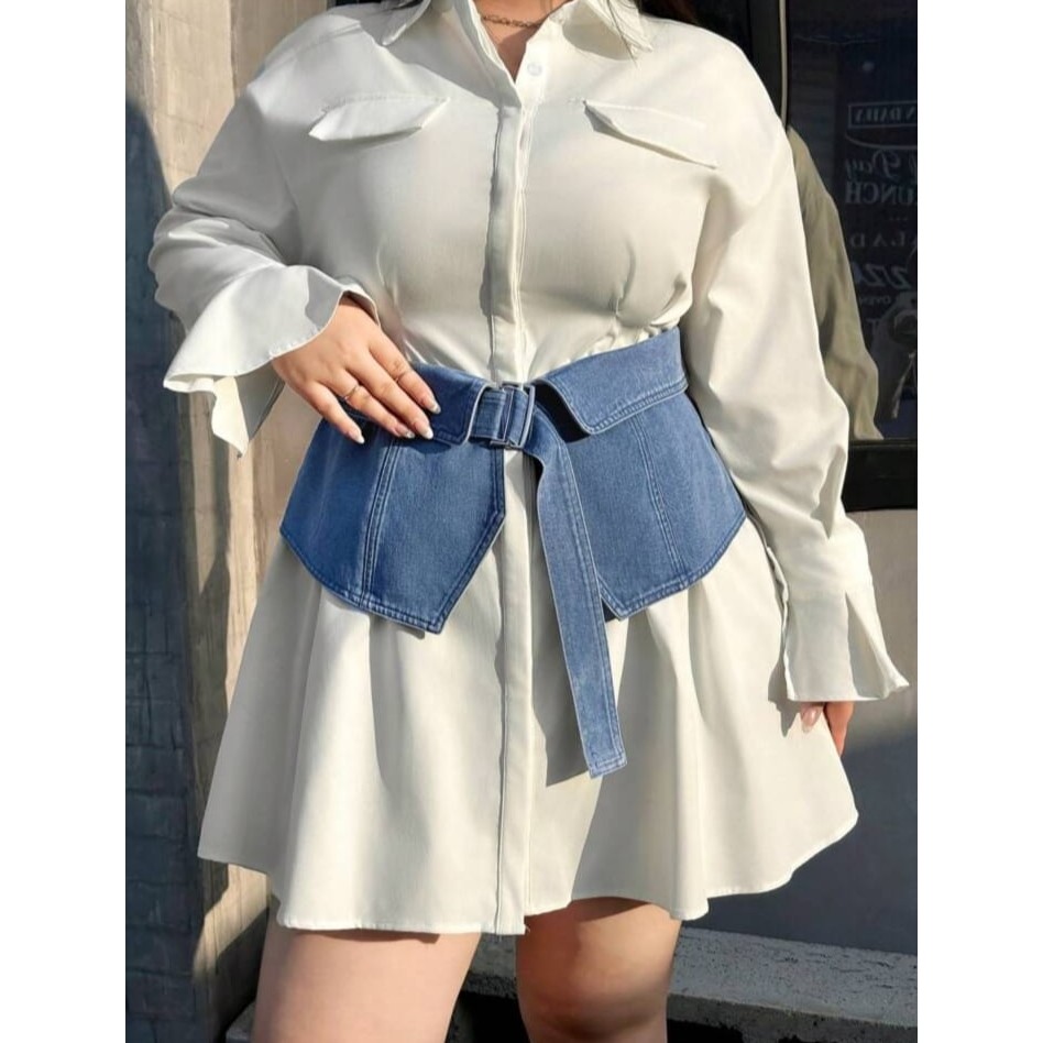 Obi belt jeans ikat pinggang wanita sabuk lebar 20cm panjang 110cm by nai belt