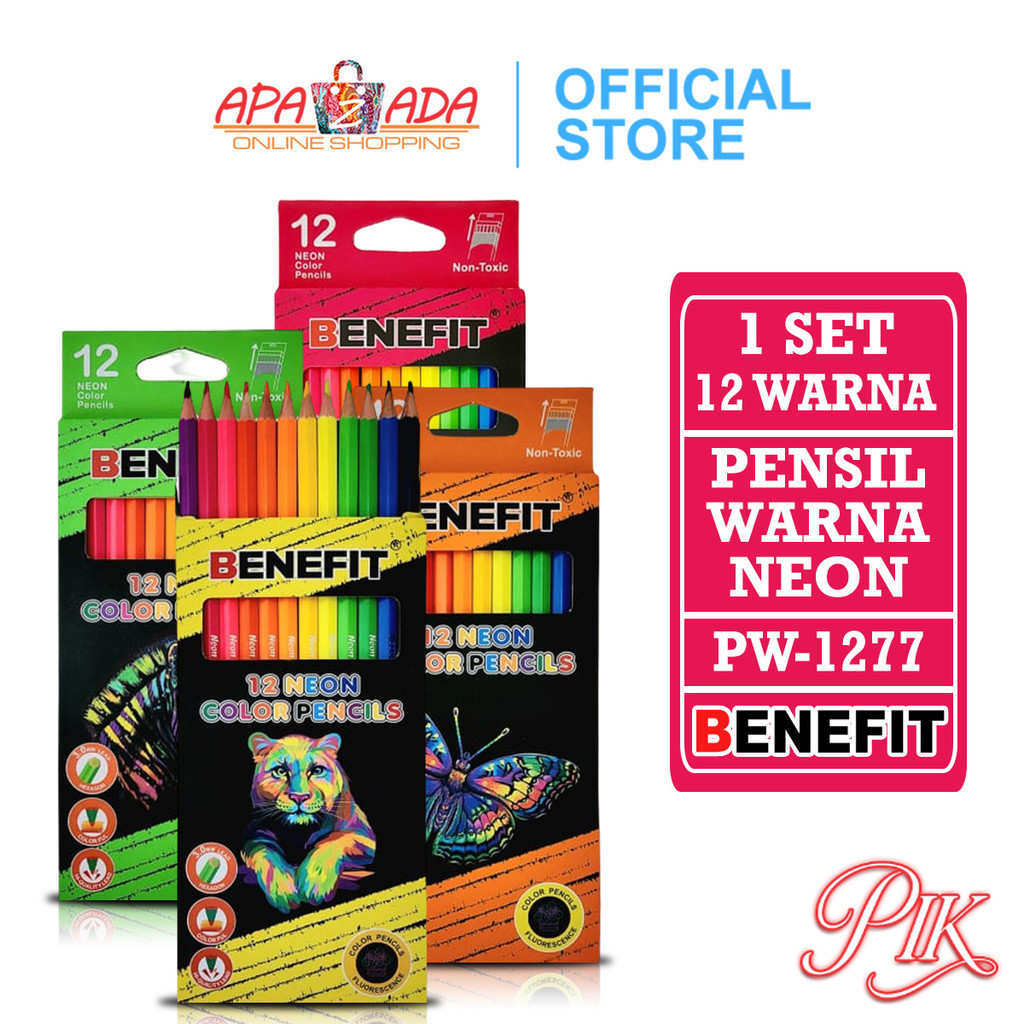 

Apazada Pensil Warna Panjang 12 Warna Neon Non Toxic / Neon Colours Pencil BENEFIT PW-1277