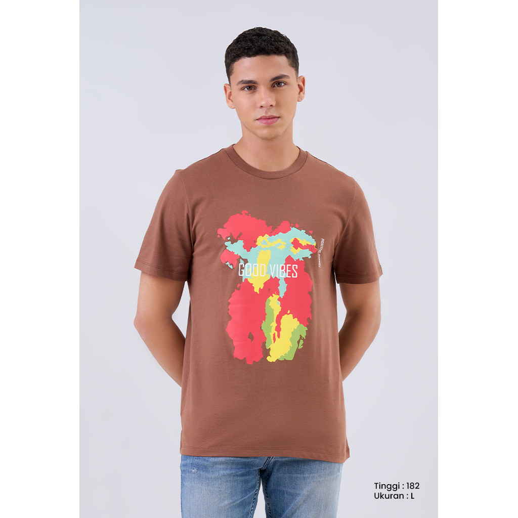 MANZONE - Kaos Lengan Pendek Pria Girantina Slim Fit - Terracotta