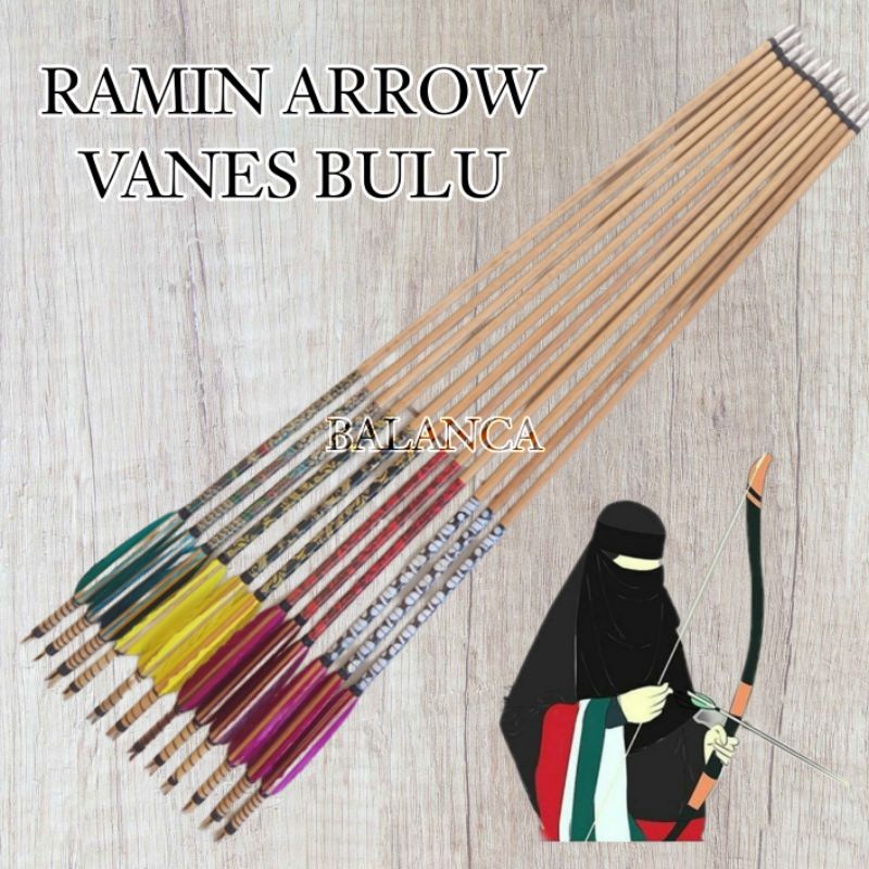 Arrow Ramin - Arrow Kayu  - Arrow Lokal Motif Batik - Arrow Kayu Vanes Bulu Kalkun CO