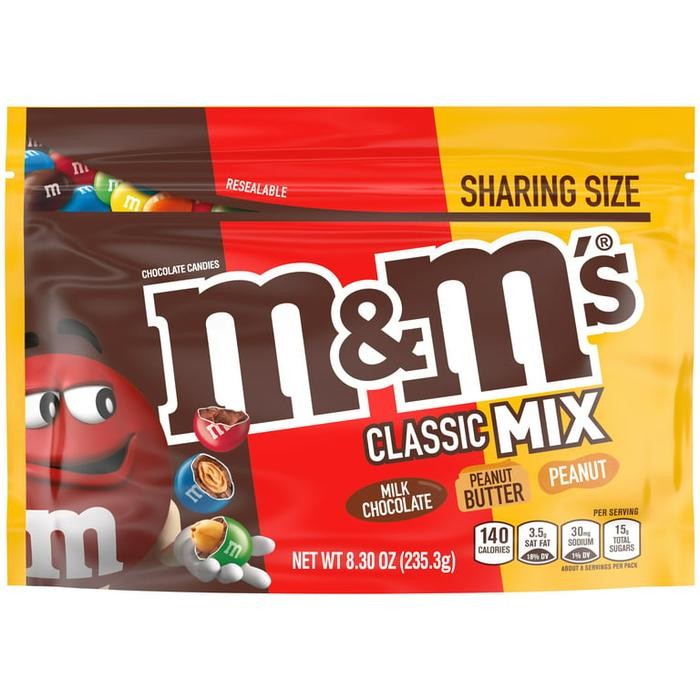 

M&M's Classic Mix Chocolate Candy, Sharing Size - 8.3 oz/235, 3 Gr Bag
