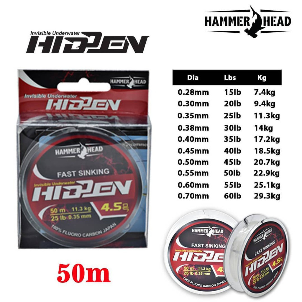 LEADER HAMMERHEAD HIDDEN 100% FLUOROCARBON 50M CO