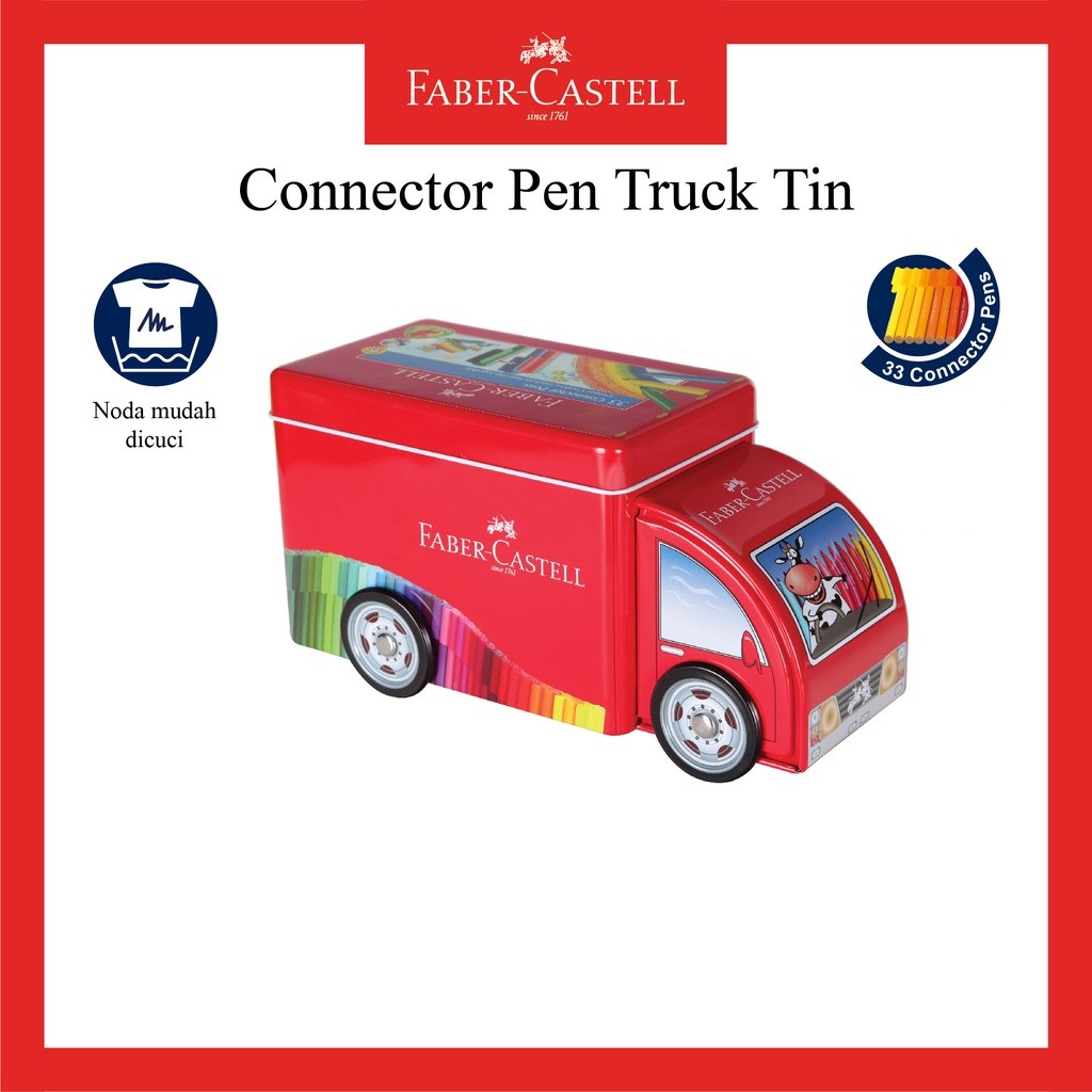 

Konektor Pen Faber Castell / Spidol Warna Kemasan 33 Warna / Connector Pen 33 Model Truck Tin