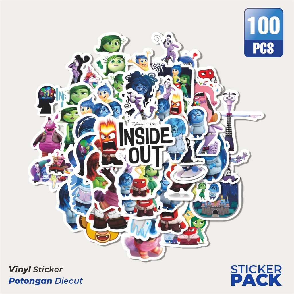 

Stiker Vinyl Sticker Kartun Inside Out Sticker Waterproof Aesthetic- Untuk Laptop, Motor, dan Helm - Paper Stationery Pack