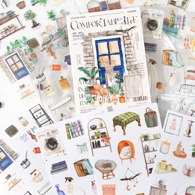 

Mr. Paper Cozy Life Series Material Sticker Pack PET Waterproof Stickers DIY Handbook Scrapbook Photo Frame Album 30Pcs in