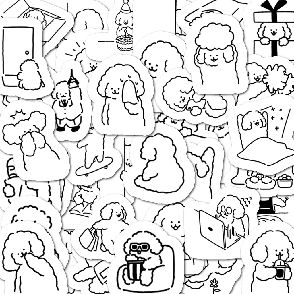

Cute Black and white Dogs Stickers Funny Kids DIY Toy Gift Graffiti Decal for Phone Luggage Laptop Bottles Scrapbook Waterproof