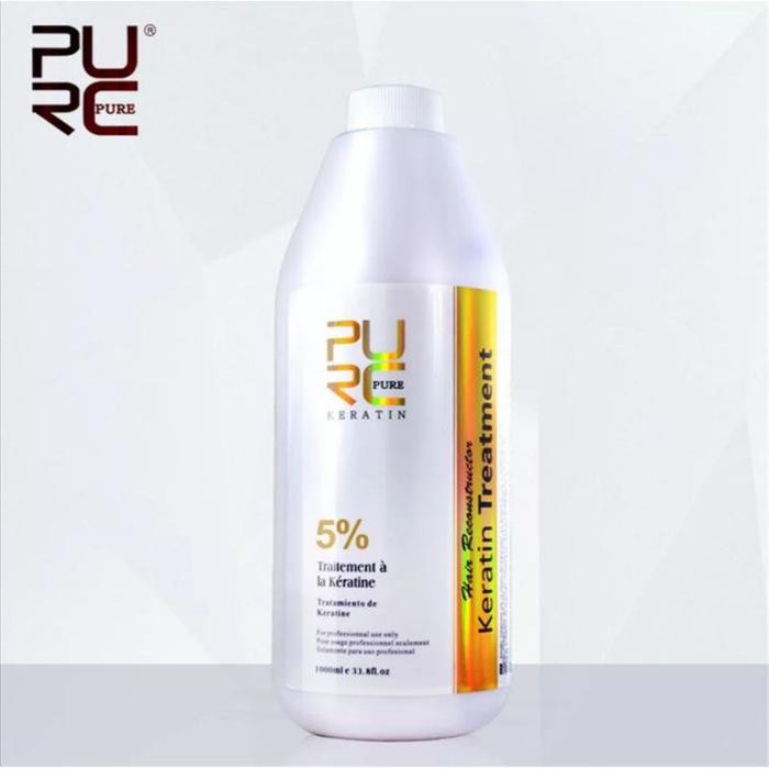Pelurus Rambut Keratin pure purc Treatment Smooting Brazilian 1000ml - keratin 5%, 1000ml
