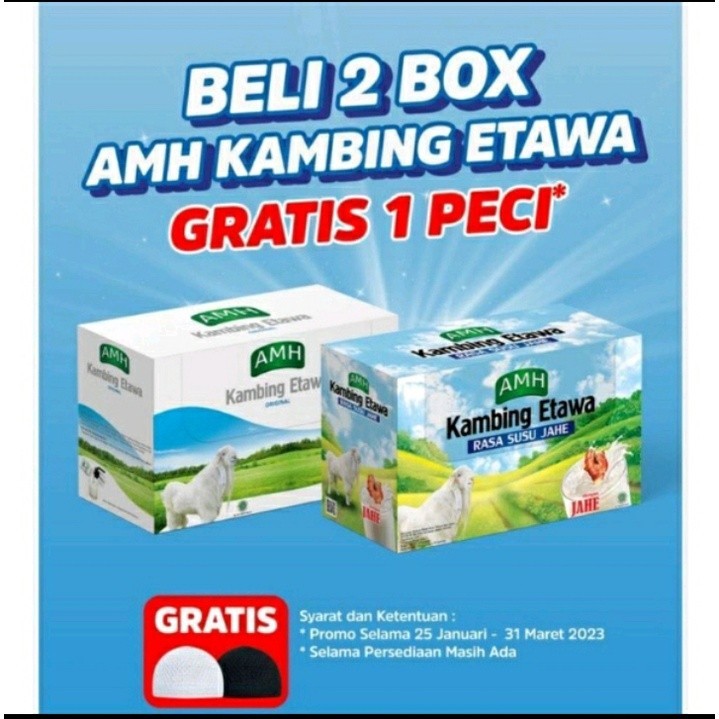 

SUSU KAMBING ETAWA AMH 1BOX ISI 10SACHET BELI 2 BONUS PECI ANAK