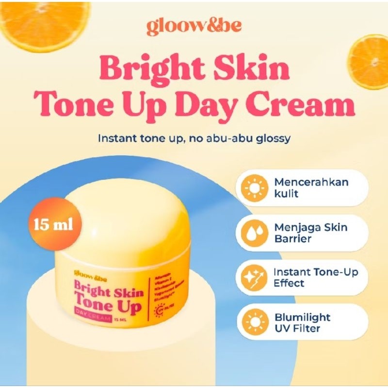 [Ready Stok || Free Gift] 100% Ori Gloow&be Bright Skin Tone-Up Day Cream 15ml || Day Cream Glowbe |