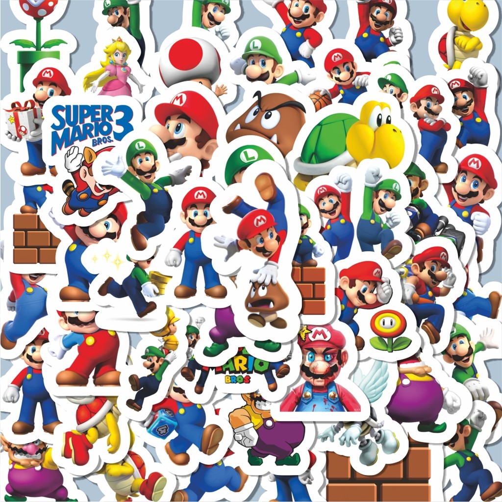 

100PCS Lucu Sticker Kartun Super Mario Sticker Stiker Aesthetic Stiker Anti Air Stikers Berperekat Waterproof sticker decal buat Motor Helm Buku Journal Koper Casing HP Laptop Botol Minum Hadiah anak