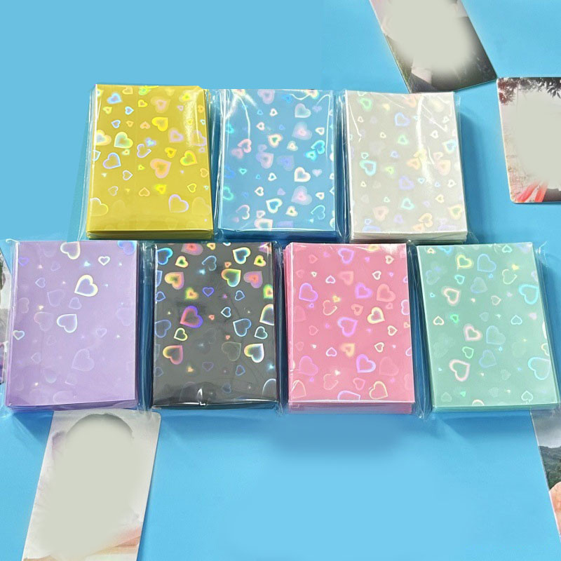 

50PCS Heart Sleeves Color Photo Card Sleeve Photocard Holder Kpop Popcorn Sleeves Photo Card Packaging BQ01