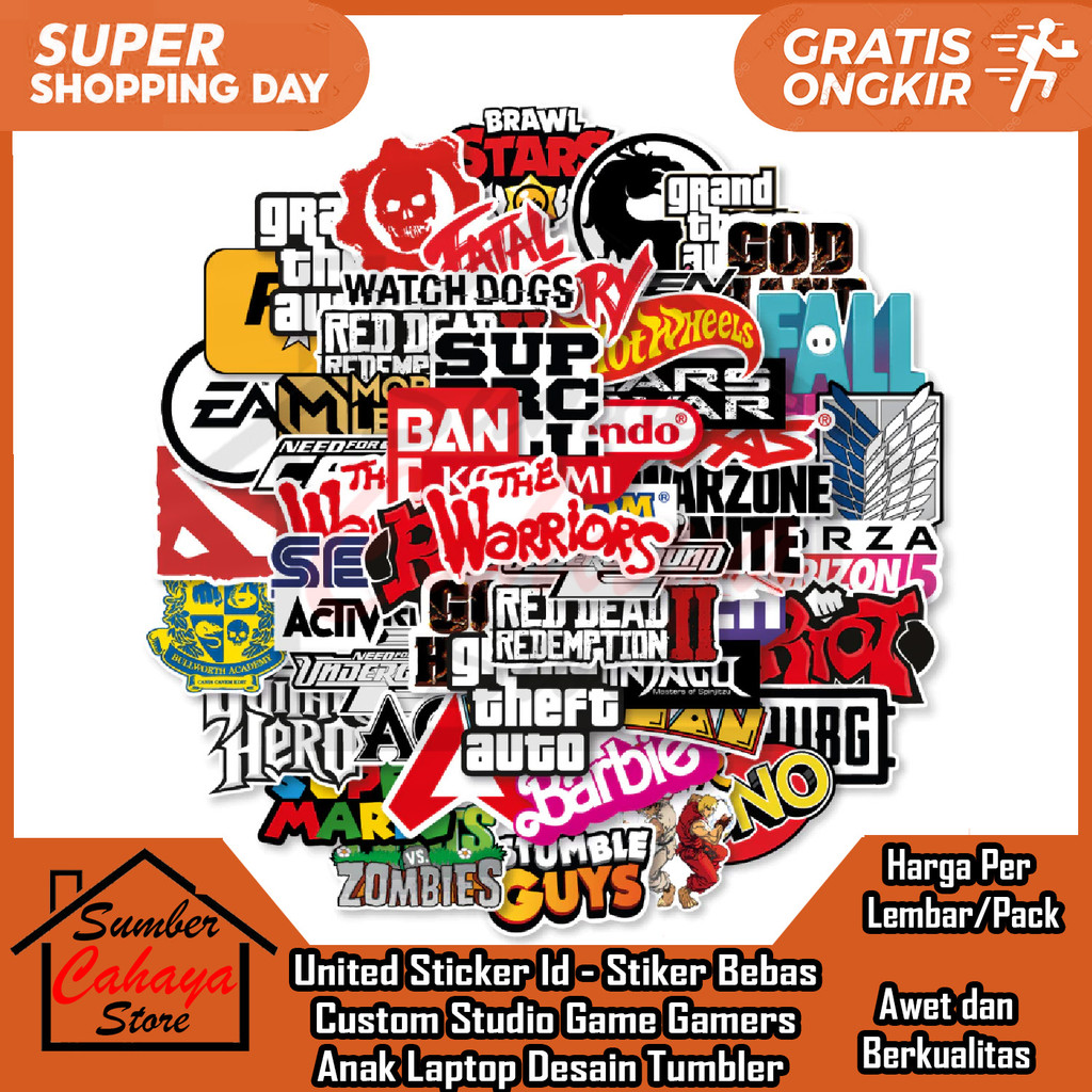 United Sticker Id - Stiker Studio Logo Game Gamers Foto Cutting Cuting Setiker Kertas Vynil Hiasan G