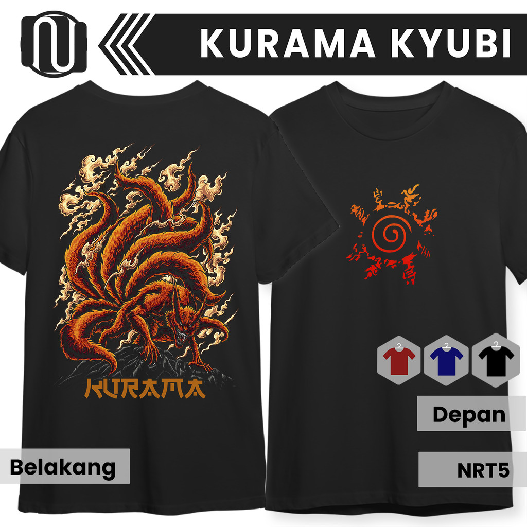 Kaos KURAMA KYUBI Anime Naruto Boruto Lengan Pendek Combed 24s T-Shirt Baju Distro Anak Dewasa