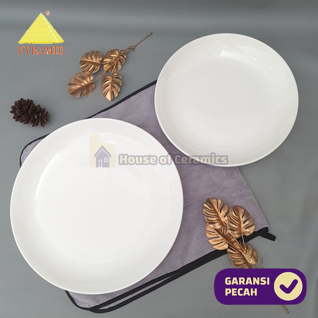 PYRAMID Piring Keramik Putih Saji Ceper10,5 Inch Piring Keramik Cantik Aesthetic Polos Simple