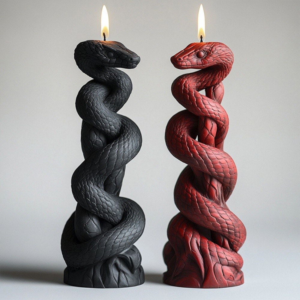 

Flower Snake Pillar Candle Molds Silicone Mold DIY Cylindrical Aromatherapy Candle Plaster Animal Mold Form Halloween Decor