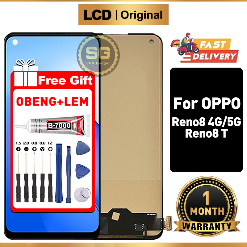 【ORIGINAL 100%】LCD For OPPO Reno8 4G/5G / OPPO Reno8 T asli ori Fullset hp Touchscreen Glass Touch S