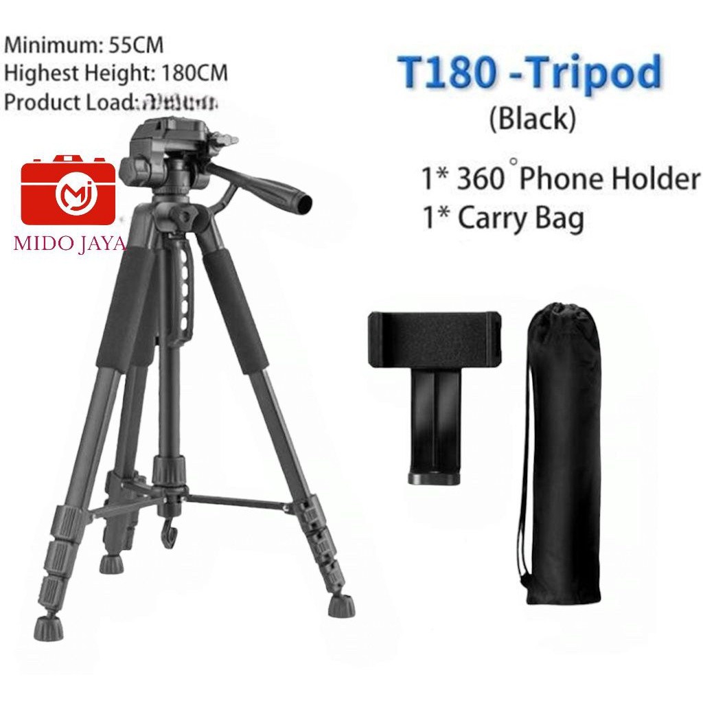 T180 Tripod T-180 For Kamera dan Handphone dengan Tinggi Tripod 180cm Co