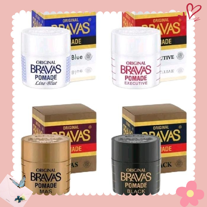 Bravas Minyak Rambut Pomade Original Line Blue Executive Mas & Black untuk Pria Rontok Perawatan Ket
