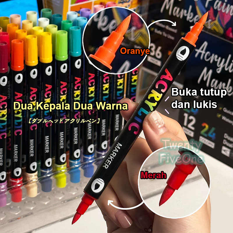 

Ay00! Spidol Akrilik Dual-Head Dual-Color/Set Melukis Anak/Spidol Akrilik 72 Warna