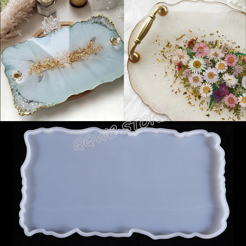 

1/2pcs DIY tray silica gel mold large irregular tray swing tray UV resin mold crystal epoxy resin mold fruit tray tea tray