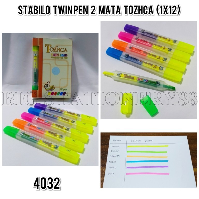 

Highlighter 2 sisi/Stabilo Panjang Warna 2 arah ( harga satuan )
