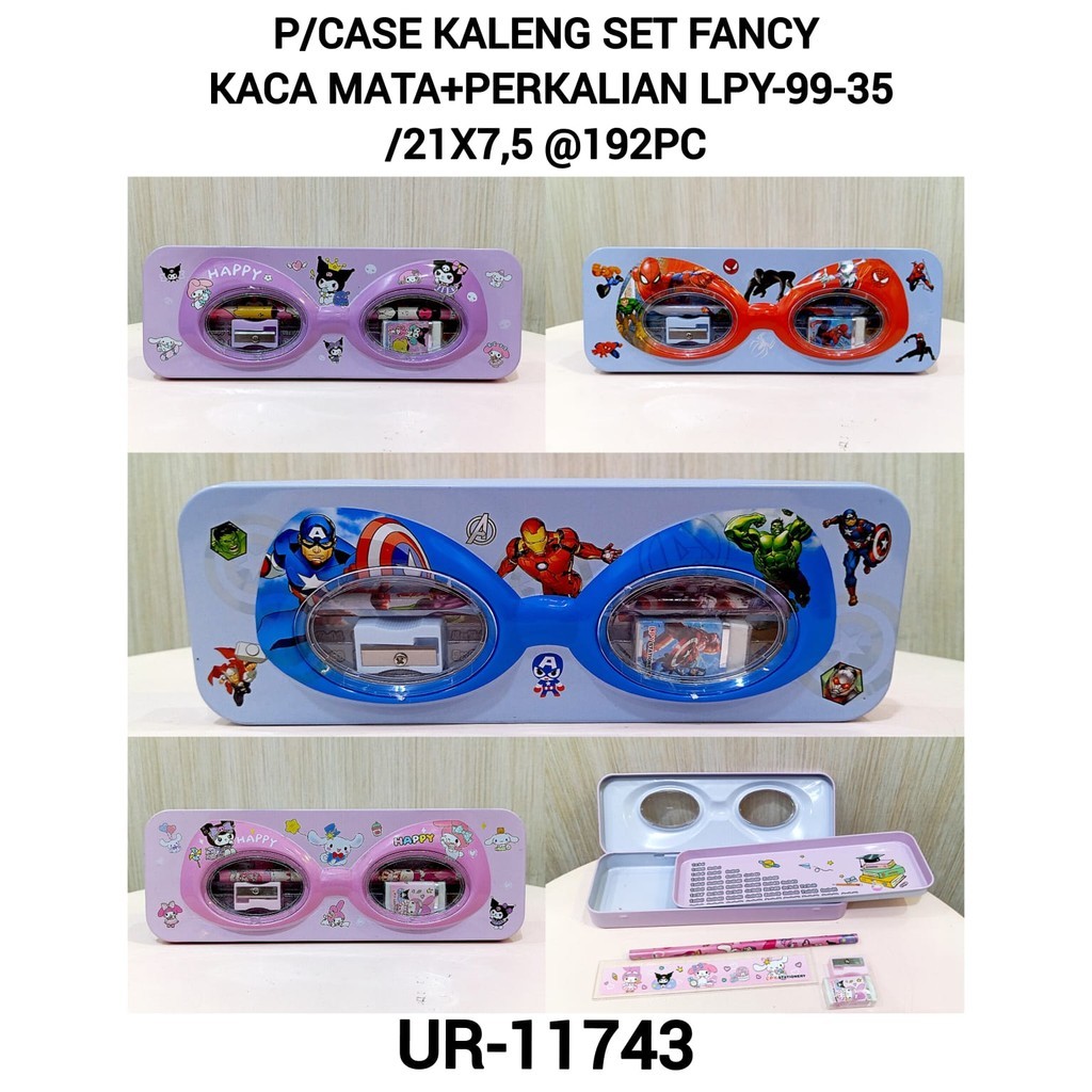 

Kotak pensil/tempat pensil kaleng fancy set kacamata motif sanrio LPY-99-35