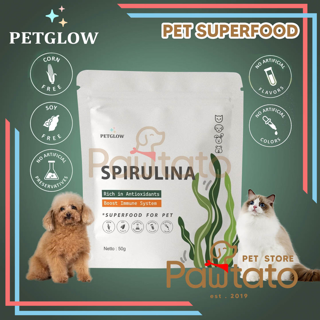 Vitamin Anjing Pet Glow Superfood Spirulina Puppy Dog Cat Rabbit Hamster Supplement Indukan Menyusui