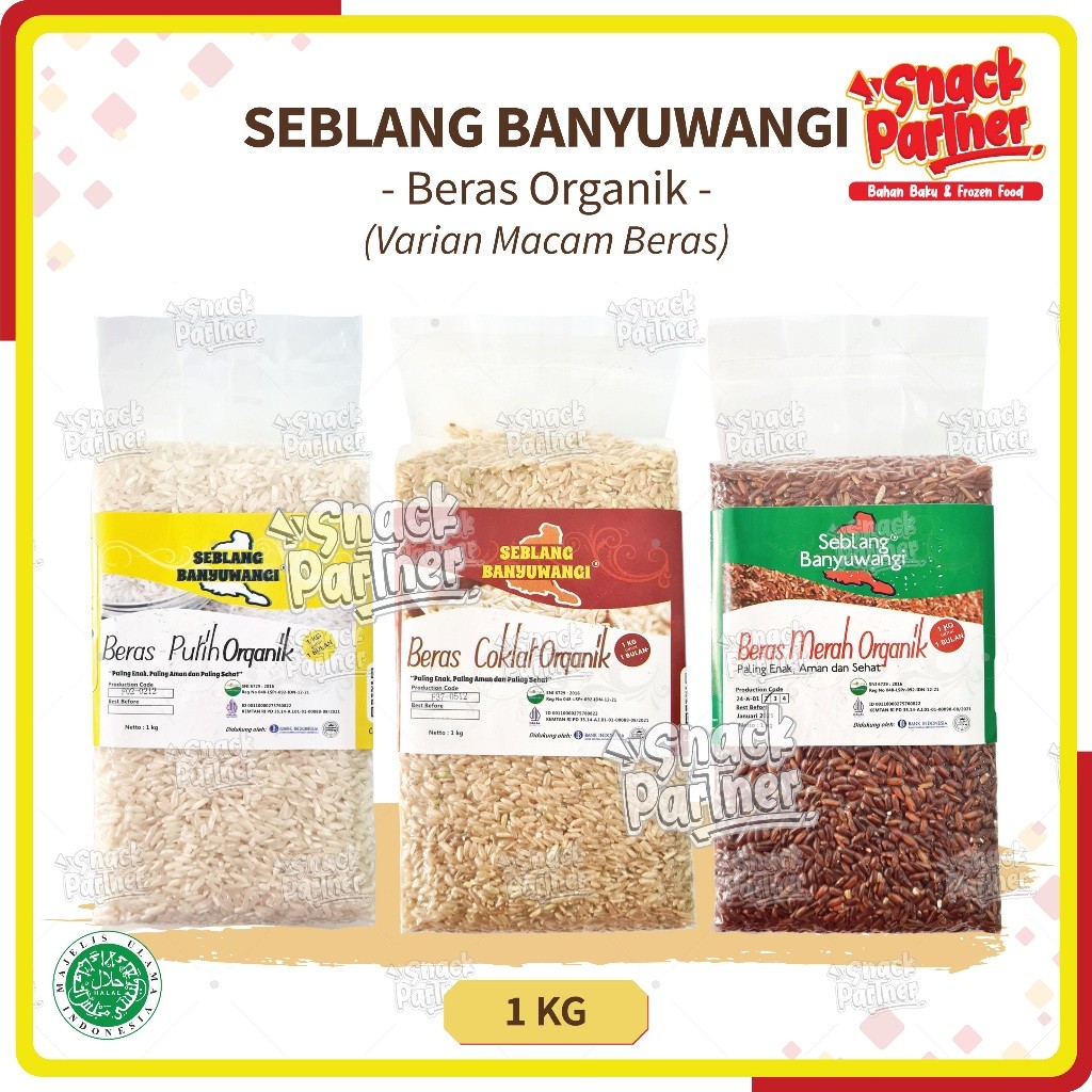 

SEBLANG BANYUWANGI - BERAS ORGANIK 1 KG - Varian Putih Coklat Merah Organic White Brown Red Rice 1 KG BANJARMASIN