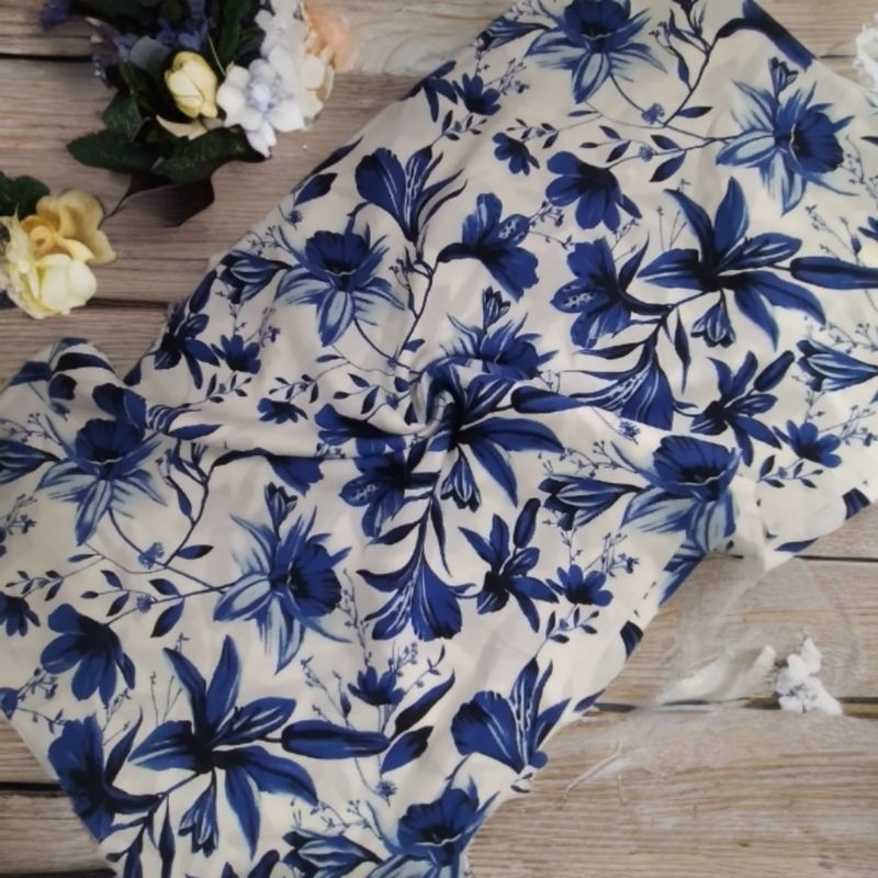 bahan kain rayon motif bunga ,kain rayon viscose premium
