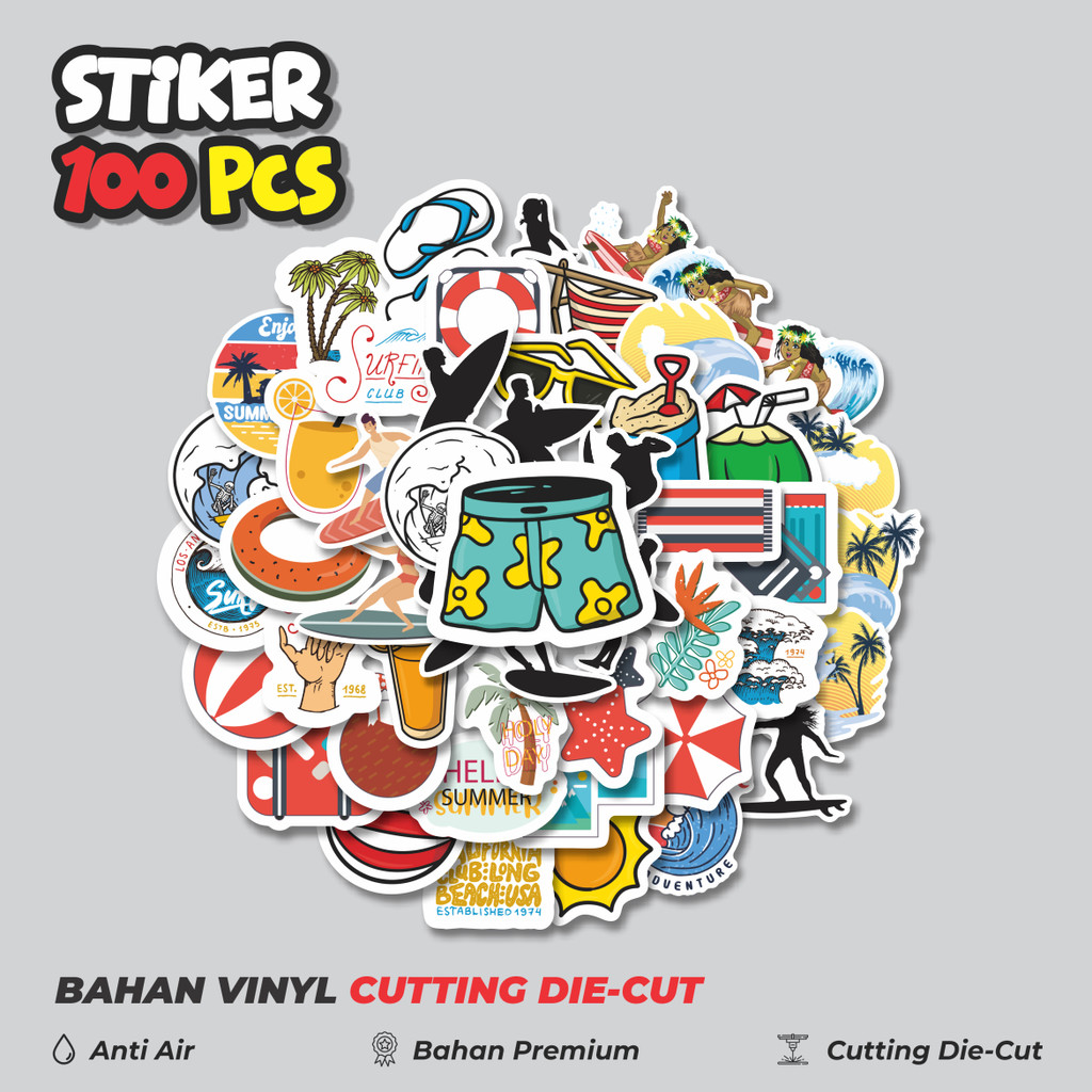 

Terbaru! 50 pcs Stiker Hawaii Surfing Tropical Dekorasi Lucu Kreatif untuk Notebook, Skateboard, HP