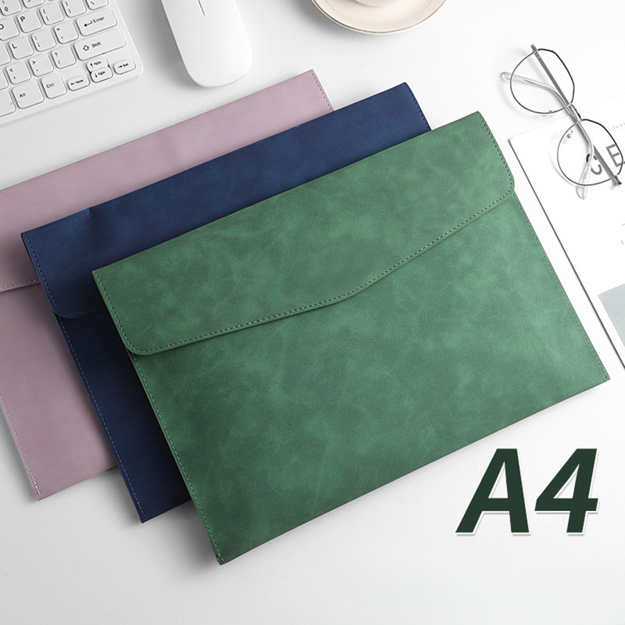 

1pc Faux Leather Document Bag A4 Leather File Folder Simple Big Capacity Document Bag Bill File Bag Office Paper Organizer