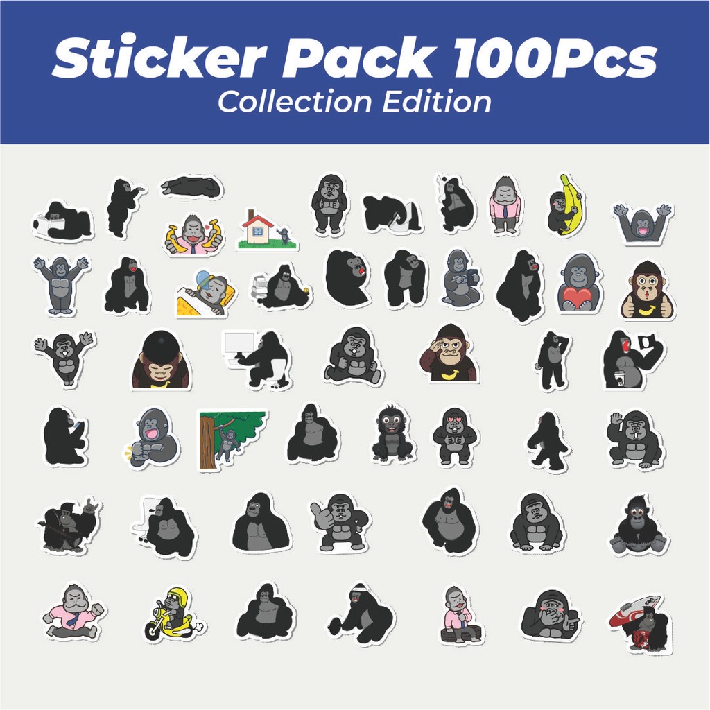 

Hot Stiker Hewan Gorila Lucu Anti Air Stikers Berperekat Waterproof Sticker Decal Buat Motor Helm Buku Journal Koper Casing HP Laptop Botol Minum