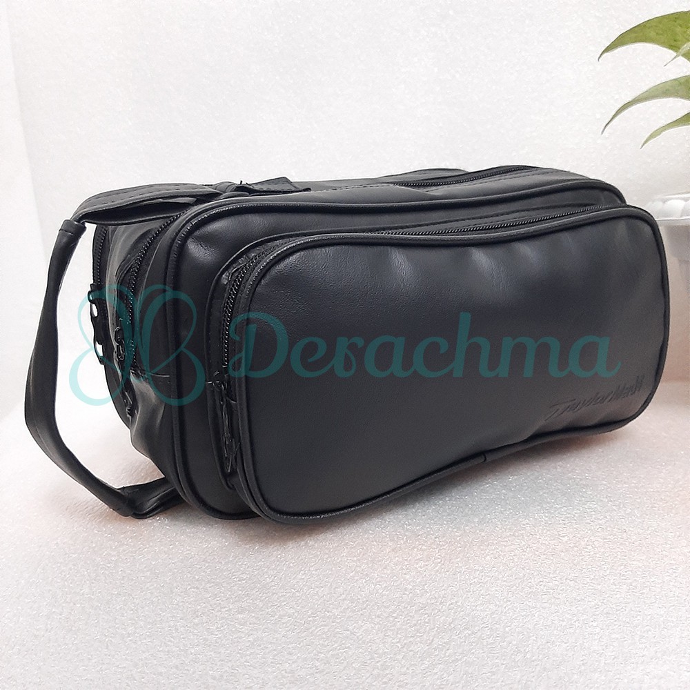 Tas Bola Golf Hitam - Pouch Ball Handbag Black - Bahan Kulit Sintetic