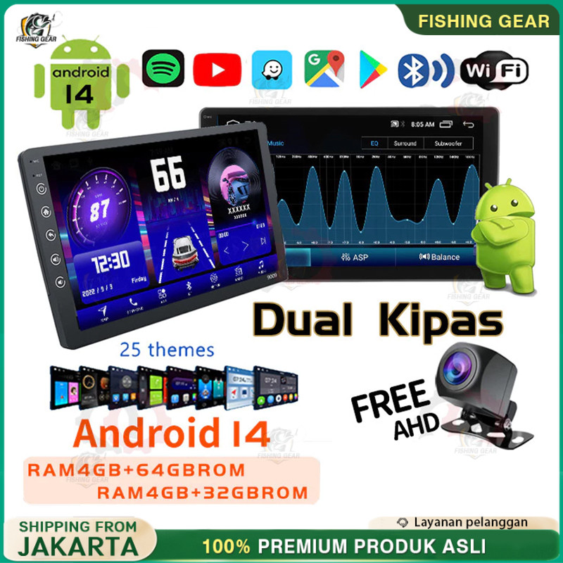 Dual Kipas 8g+128g Ips Screen Head Unit 7/9/10 Inch Car Android 14 Navigasi Untuk Toyota Daihatsu Mi