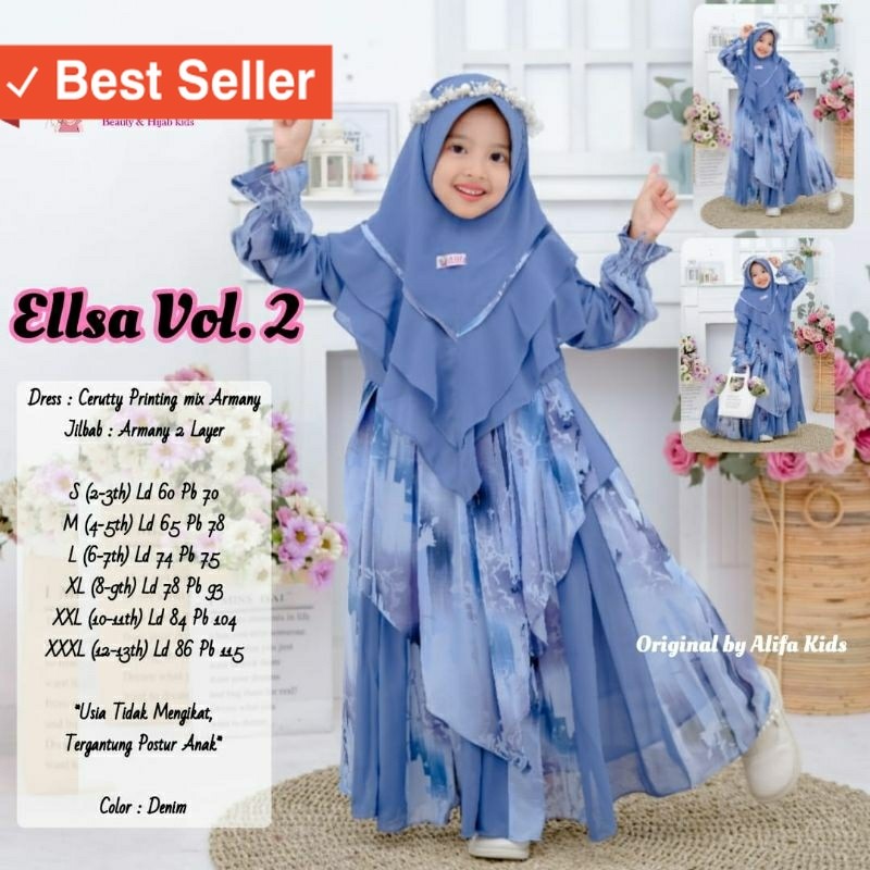 Style Kekinian Murah FAshion Lebaran idul fitri kekinian / Ellsa Kids Vol 2 Ori Alifa Gamis Anak Per