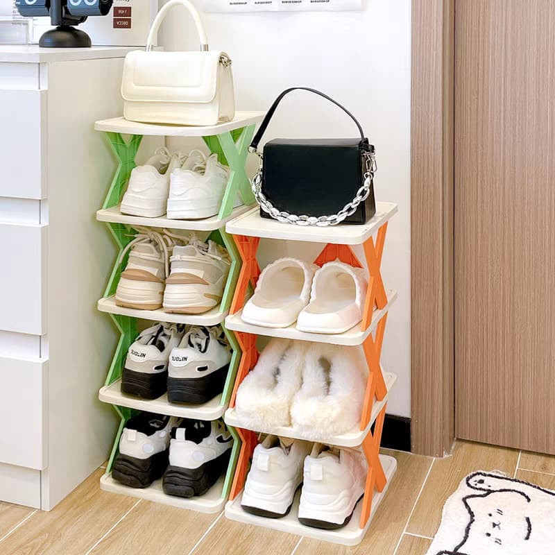 Grosir Rak Sepatu Susun Bahan Plastik Tebal Tempat Sepatu Susun 4/5/6 Rak Sepatu Portable