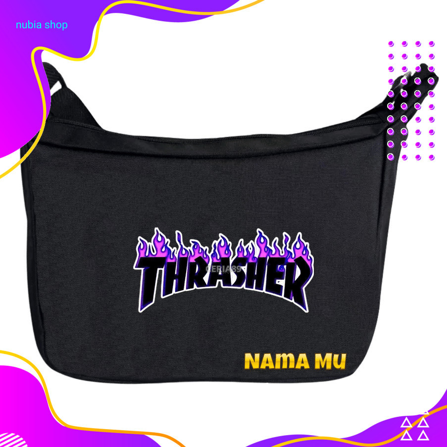 nubia Tas Selempang Anak Thrasher Logo Original – Sling Bag Bahu Anak Cowok Cewek TK SD, Model Stree
