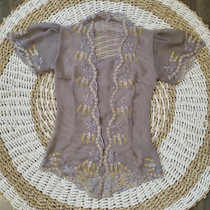 (HANYA KEBAYA) Baju Kebaya Jadi Sifon Bordir Padi Tangan Rumbai Kebaya Bali Modern Wisuda - XXL, 03