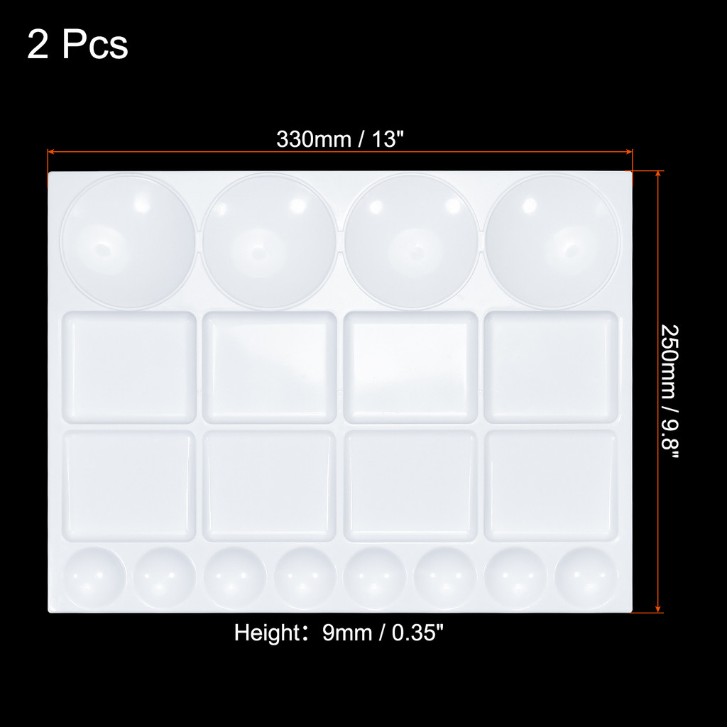 

2Pcs 20 Wells Watercolor Paint Tray Palette Plastic Rectangle Pallet Acrylic Painting Mixing Plastic Artist Large Square Palette