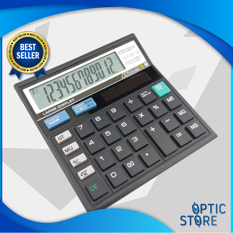 

OPTIC 6551 Kalkulator CT512 12 Digit Kalkulator Dagang CT512 Kalkulator Dual Power 12 Digits Dual Power Calculator