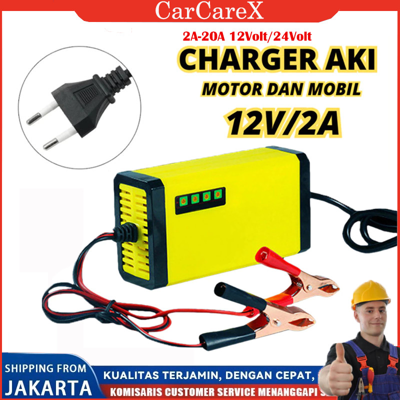 Charger Aki Portable 12V 2A/Charger Aki 12V3AH-20AH Alat Cas Aki Car Truck Motorcycle Battery Charge