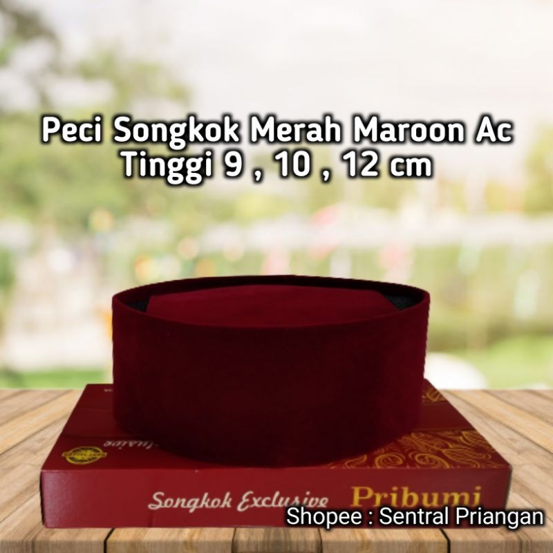 PECI MERAH BETAWI SONGKOK SI PITUNG MERAH MAROON TINGGI 9CM 10CM 12 PECI PRIA KOPIAH SANTRI