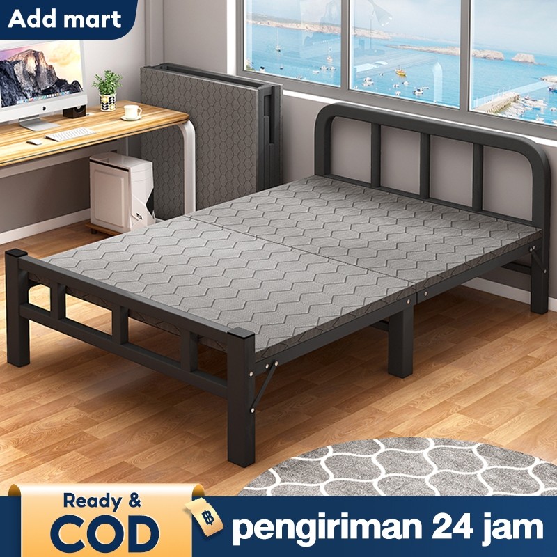Ranjang Lipat Besi Tempat Tidur Lipat Dipan Besi Folding Bed Portabel Tidak Diperlukan Instalasi