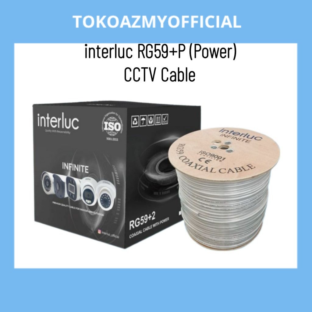 interluc RG59+Power infinite & juniper kabel CCTV 1Roll 300M Coaxial Cable RG59 Power 300 Meter
