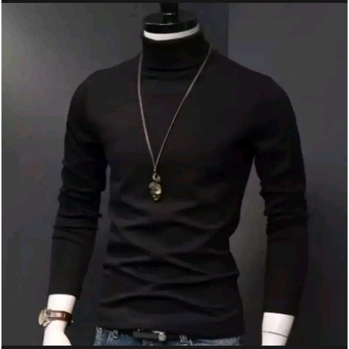 Kaos Rip Leher Tinggi PriaTerlaris  Turtle Neck Rip Pria Distro  Kaos Leher Tinggi Lengan Panjang Pr